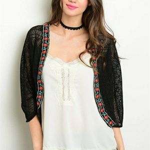 Black Red Lace Kimono